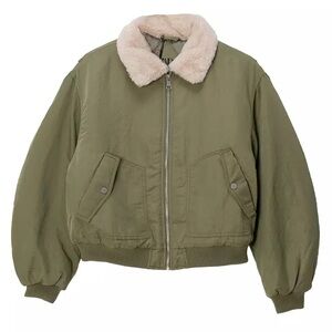 ZARA Bomber Jacket With A Faux Fur Collar Size 6-7